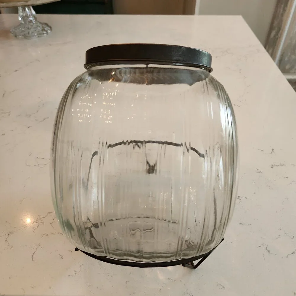 Vintage Sellers Brand Hoosier Embossed Sugar Jar w/Lid & Stand